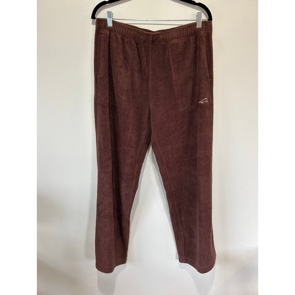 Horny Toad brown fleece pants wide leg size L small stain